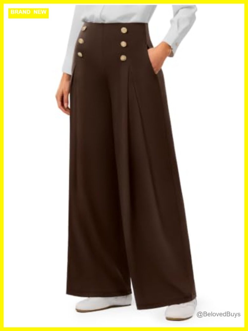 High Waist Wide Leg Stretch Work Pants Trousers for Women